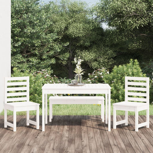 vidaXL 4 Piece Garden Dining Set White Solid Wood Pine