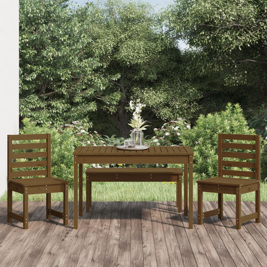 vidaXL 4 Piece Garden Dining Set Honey Brown Solid Wood Pine