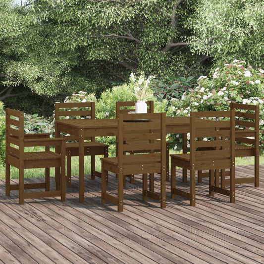 vidaXL 7 Piece Garden Dining Set Honey Brown Solid Wood Pine