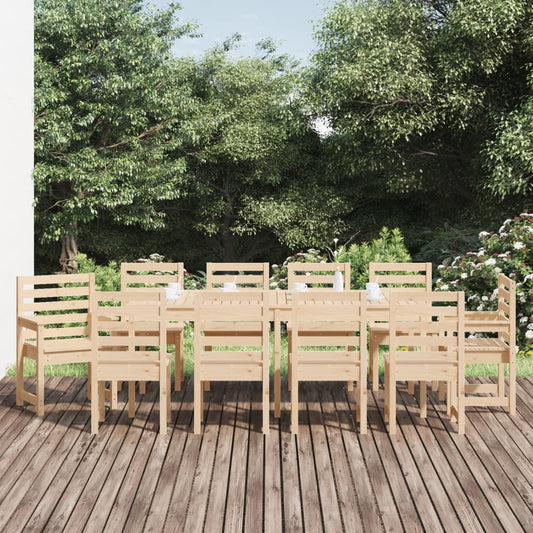 vidaXL 11 Piece Garden Dining Set Solid Wood Pine