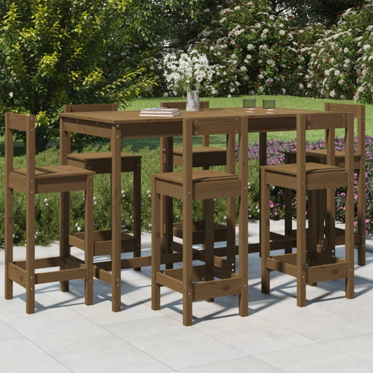 vidaXL 7 Piece Garden Bar Set Honey Brown Solid Wood Pine
