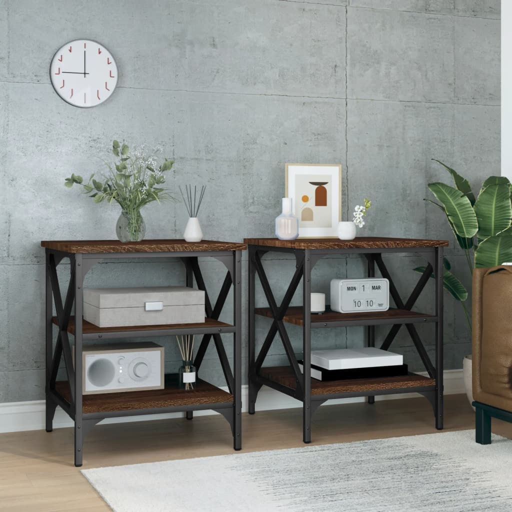 vidaXL Side Tables 2 pcs Brown Oak 40x42x50 cm Engineered Wood