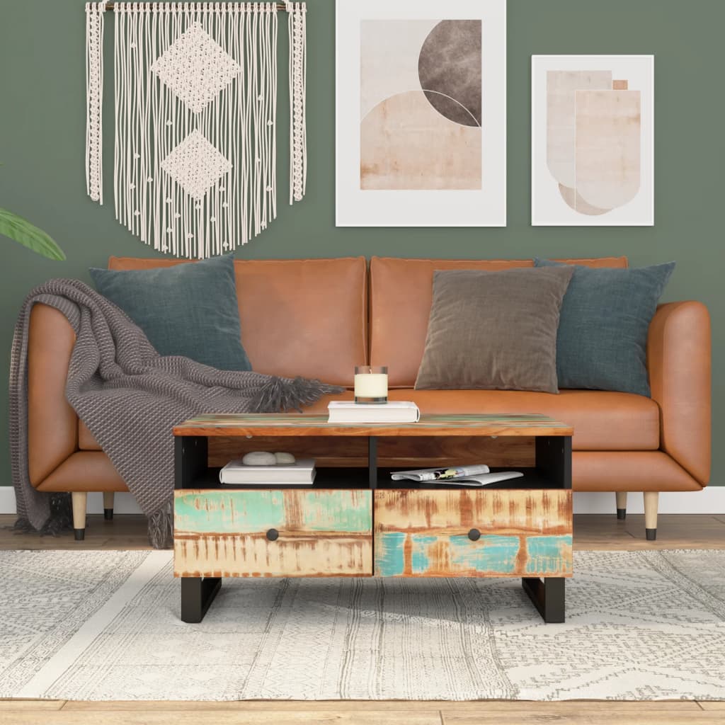 vidaXL Coffee Table 80x54x40 cm Solid Wood Reclaimed&Engineered Wood