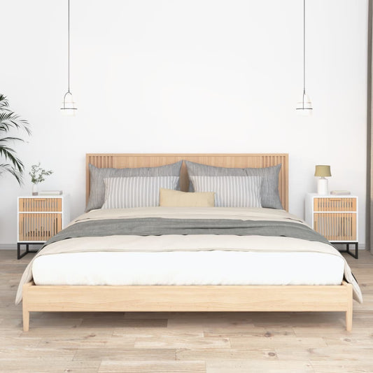 vidaXL Bedside Cabinets 2 pcs White 40x30x55.5 cm Engineered Wood&Iron