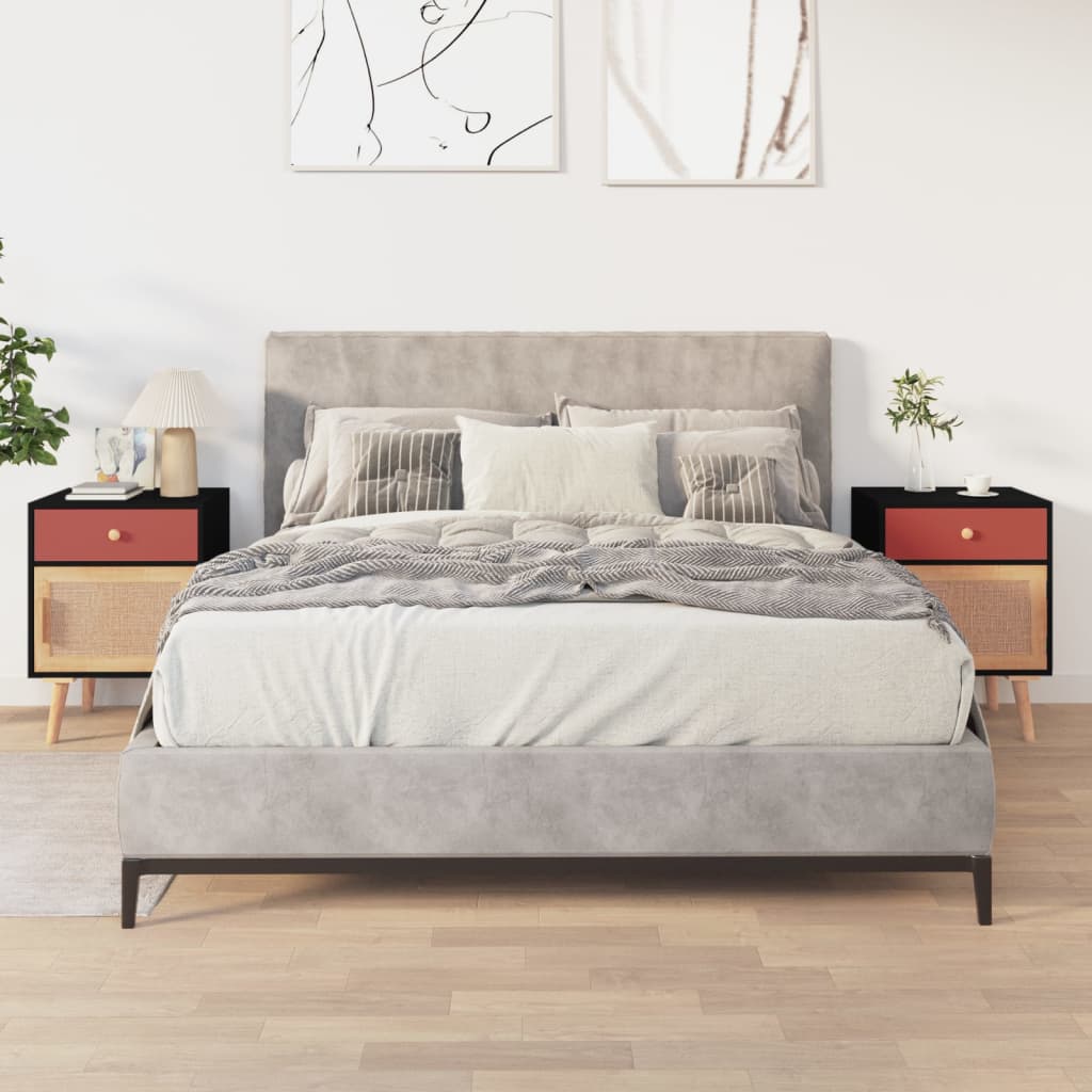 vidaXL Bedside Cabinets 2 pcs Black 40x30x55 cm Engineered Wood