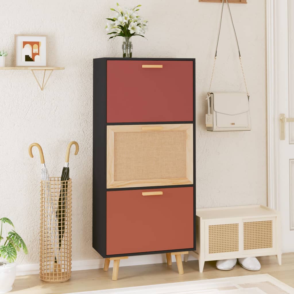 vidaXL Shoe Cabinet Black 52x25x120 cm Engineered Wood