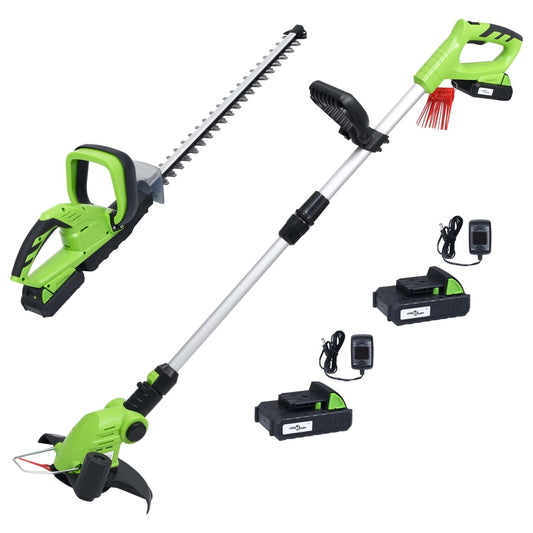 vidaXL 2 Piece Cordless Garden Power Tool Set with Chargers&Batteries