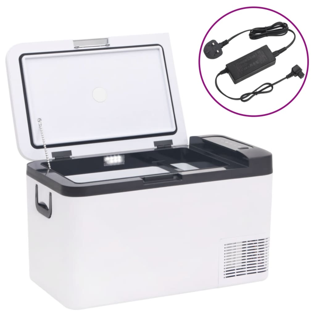 vidaXL Cool Box with Handle and Adapter Black and White 25 L PP & PE