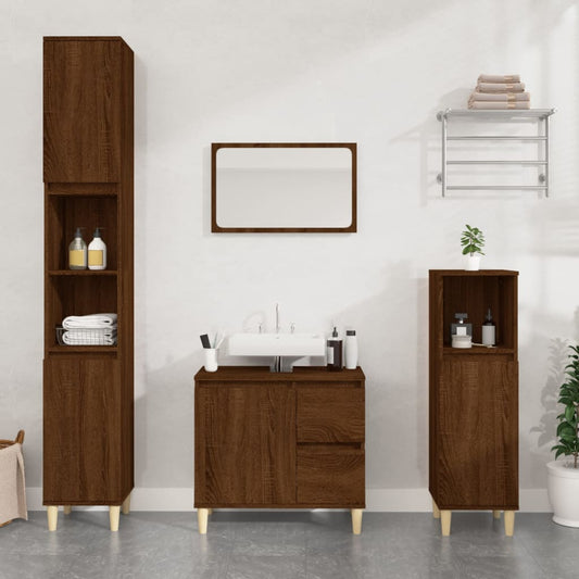 vidaXL Bathroom Cabinet Brown Oak 30x30x190 cm Engineered Wood