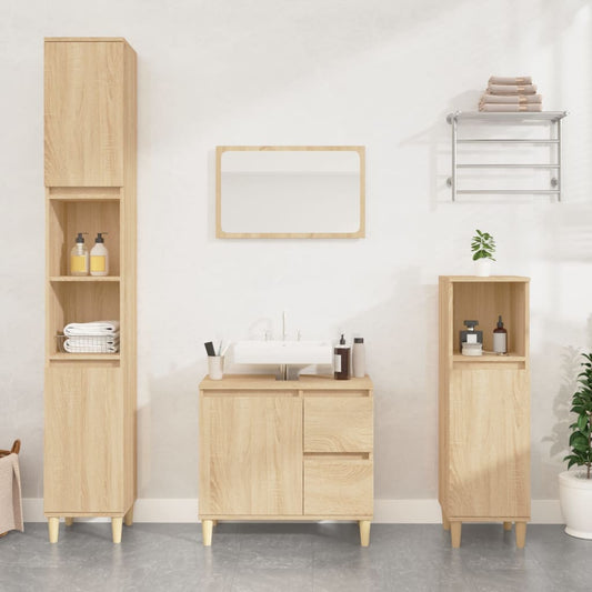 vidaXL Bathroom Cabinet Sonoma Oak 30x30x100 cm Engineered Wood