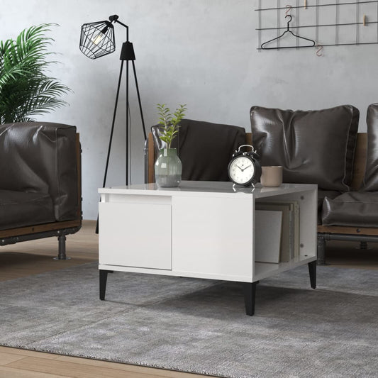 vidaXL Coffee Table High Gloss White 55x55x36.5 cm Engineered Wood
