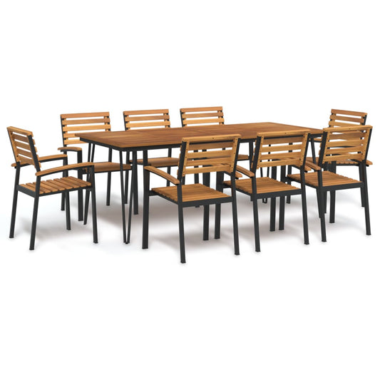 vidaXL 9 Piece Garden Dining Set Solid Wood Acacia and Metal