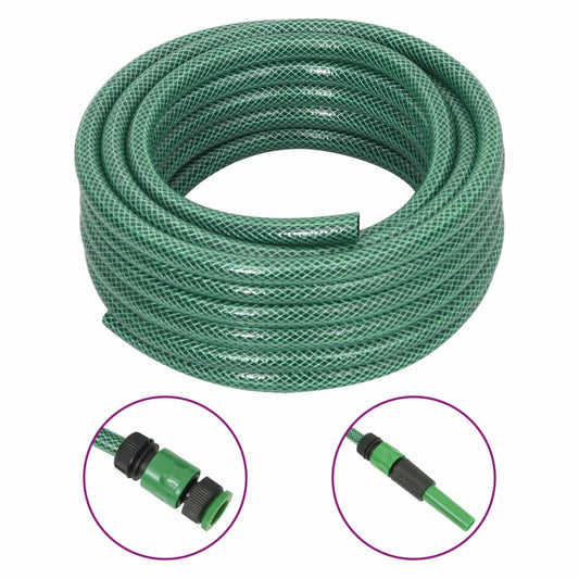vidaXL Garden Hose with Fitting Set Green 0.6" 50 m PVC