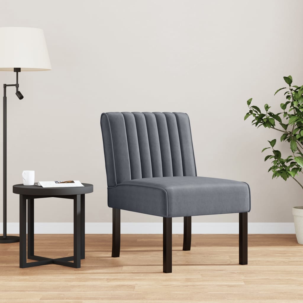 vidaXL Slipper Chair Dark Grey Velvet