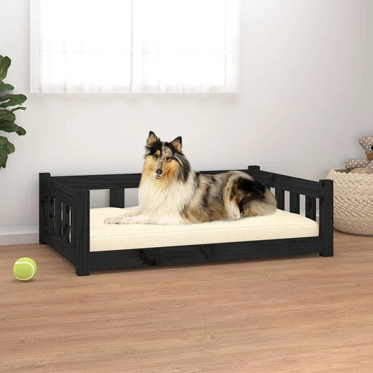 vidaXL Dog Bed Black 95.5x65.5x28 cm Solid Wood Pine
