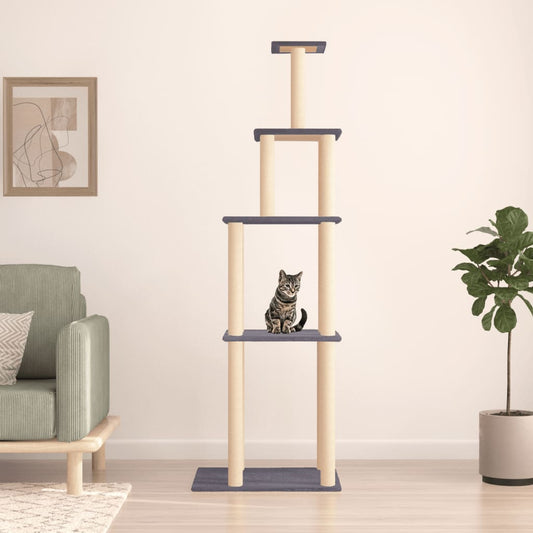 vidaXL Cat Tree with Sisal Scratching Posts Dark Grey 183 cm