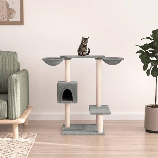 vidaXL Cat Tree with Scratching Posts Light Grey 82 cm