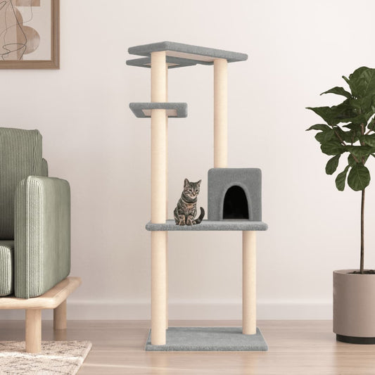 vidaXL Cat Tree with Sisal Scratching Posts Light Grey 123 cm