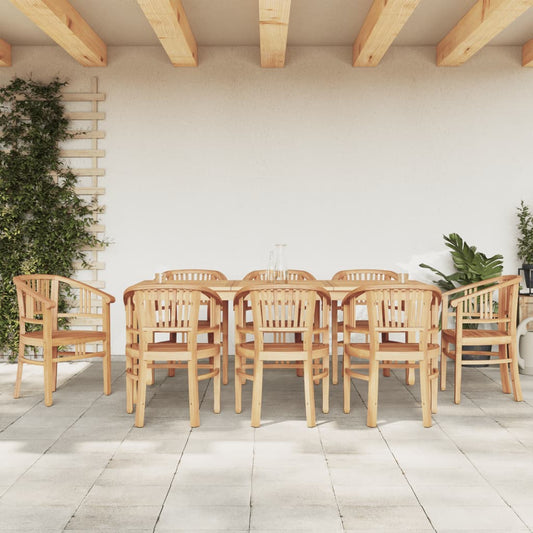 vidaXL 9 Piece Garden Dining Set Solid Wood Teak