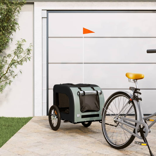 vidaXL Dog Bike Trailer Black and Grey Oxford Fabric and Iron