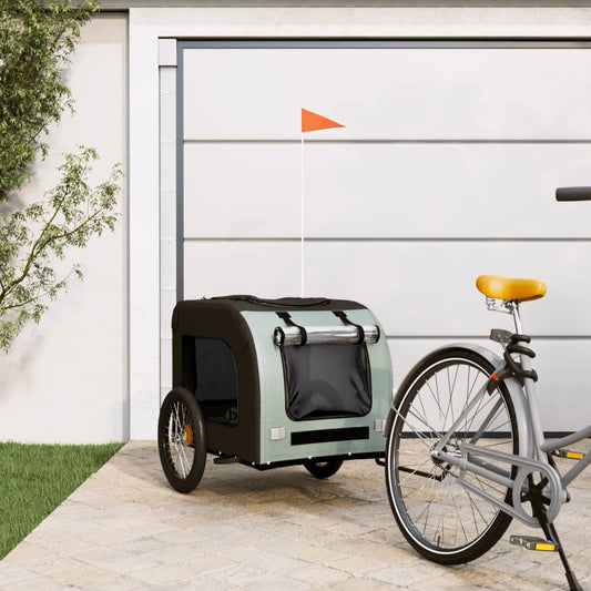 vidaXL Dog Bike Trailer Grey and Black Oxford Fabric&Iron