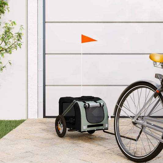 vidaXL Dog Bike Trailer Grey and Black Oxford Fabric and Iron