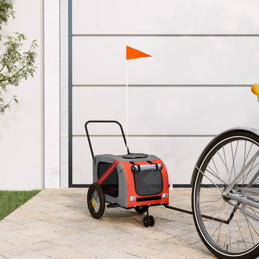 vidaXL Dog Bike Trailer Orange and Black Oxford Fabric and Iron