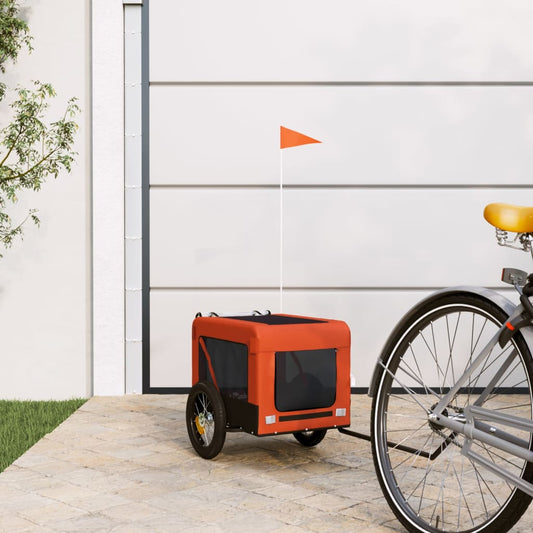 vidaXL Dog Bike Trailer Orange and Black Oxford Fabric&Iron