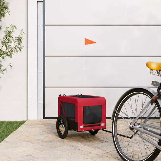 vidaXL Dog Bike Trailer Red and Black Oxford Fabric&Iron