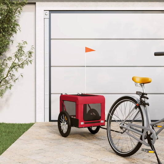 vidaXL Dog Bike Trailer Red and Black Oxford Fabric&Iron