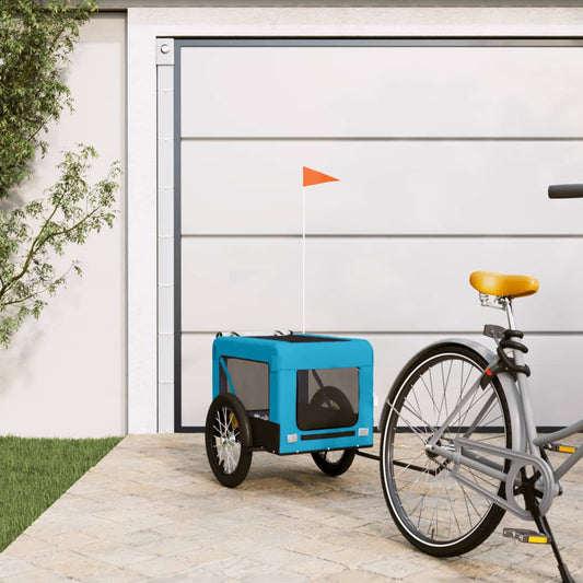 vidaXL Dog Bike Trailer Blue and Black Oxford Fabric&Iron