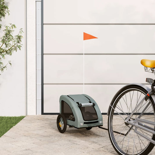 vidaXL Dog Bike Trailer Grey Oxford Fabric and Iron