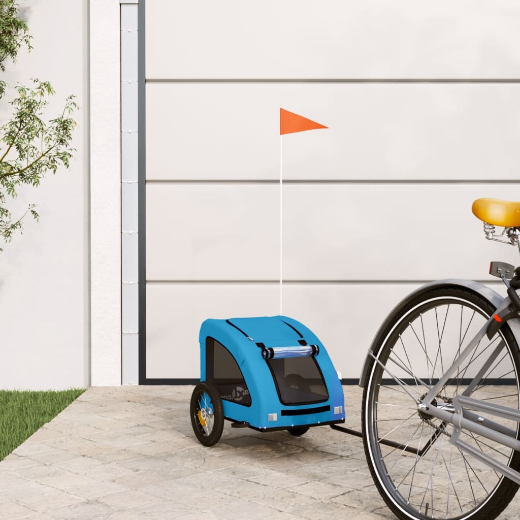 vidaXL Dog Bike Trailer Blue Oxford Fabric and Iron