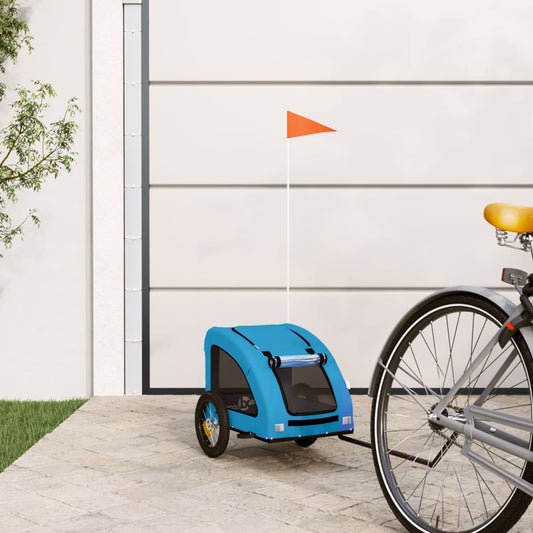 vidaXL Dog Bike Trailer Blue Oxford Fabric and Iron