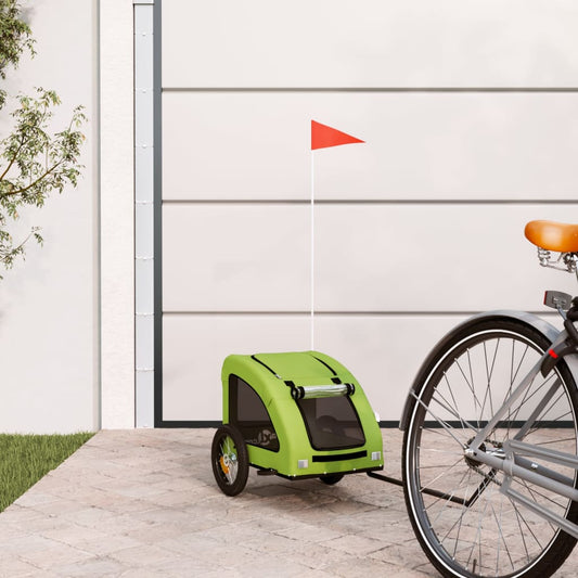 vidaXL Dog Bike Trailer Green Oxford Fabric and Iron