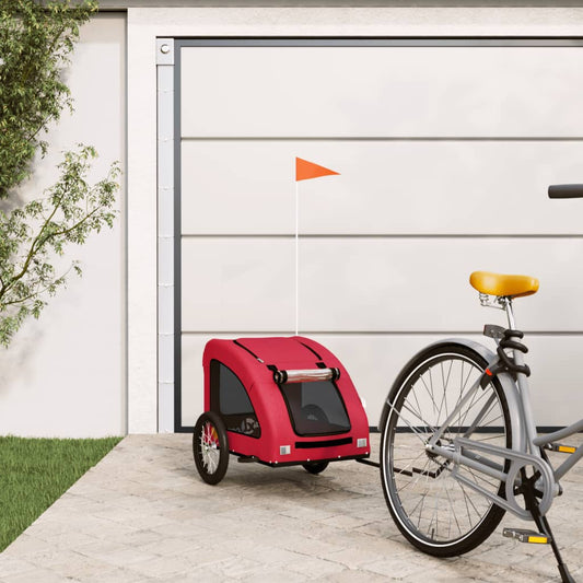 vidaXL Dog Bike Trailer Red Oxford Fabric and Iron