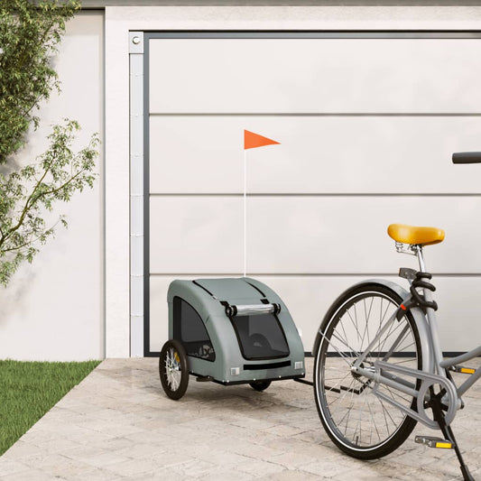 vidaXL Dog Bike Trailer Grey Oxford Fabric and Iron