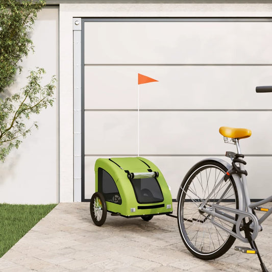vidaXL Dog Bike Trailer Green Oxford Fabric and Iron