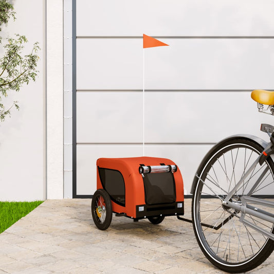 vidaXL Dog Bike Trailer Orange and Black Oxford Fabric and Iron