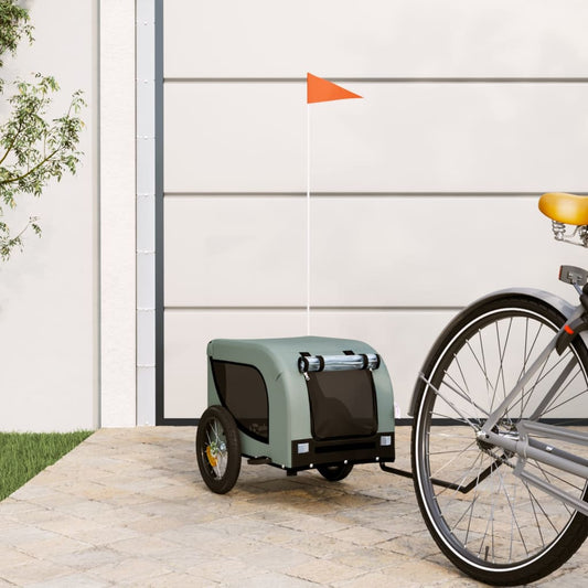 vidaXL Dog Bike Trailer Grey and Black Oxford Fabric and Iron