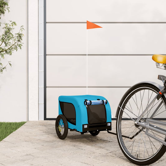vidaXL Dog Bike Trailer Blue and Black Oxford Fabric and Iron