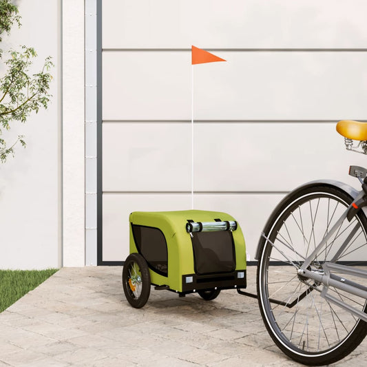 vidaXL Dog Bike Trailer Green and Black Oxford Fabric and Iron