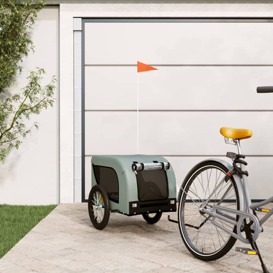 vidaXL Dog Bike Trailer Grey and Black Oxford Fabric and Iron