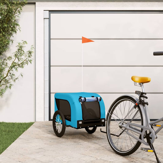 vidaXL Dog Bike Trailer Blue and Black Oxford Fabric and Iron