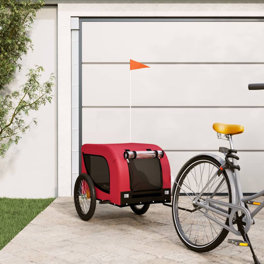 vidaXL Dog Bike Trailer Red and Black Oxford Fabric and Iron
