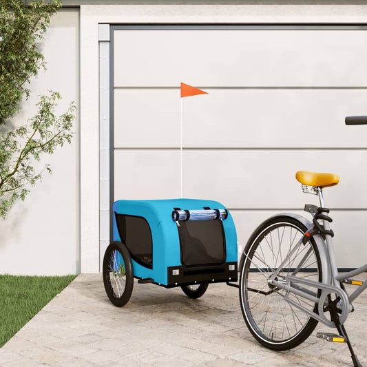 vidaXL Dog Bike Trailer Blue and Black Oxford Fabric and Iron