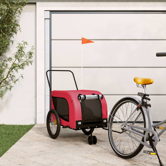 vidaXL Dog Bike Trailer Red and Black Oxford Fabric and Iron