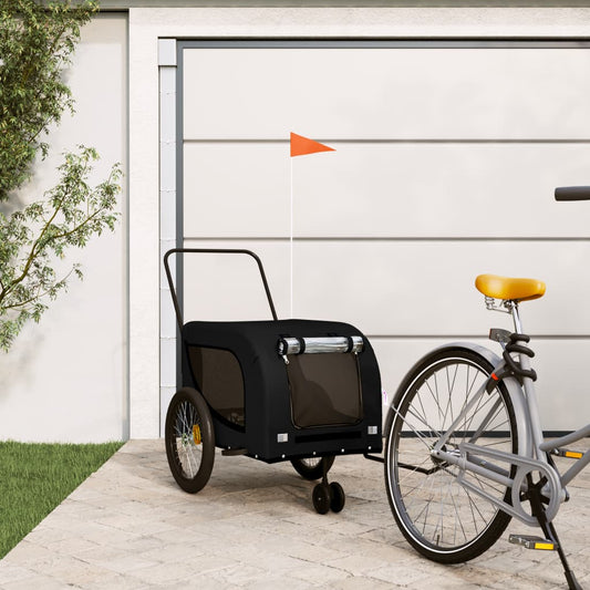 vidaXL Dog Bike Trailer Black Oxford Fabric and Iron