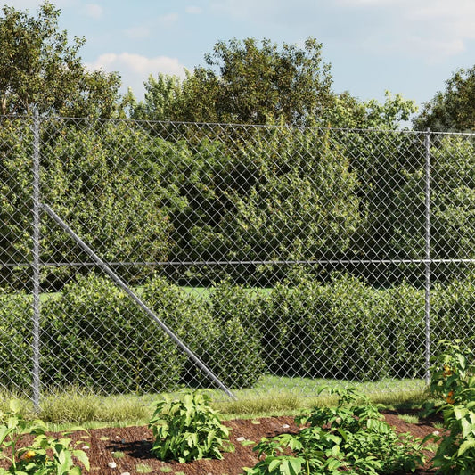 vidaXL Chain Link Fence with Spike Anchors Silver 1.8x25 m