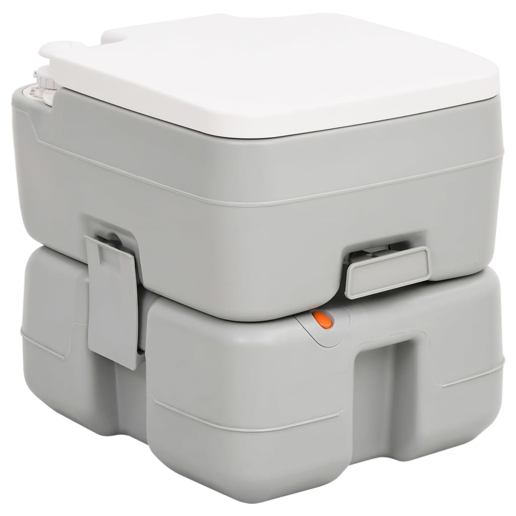 vidaXL Portable Camping Toilet Grey and White 15+10 L HDPE